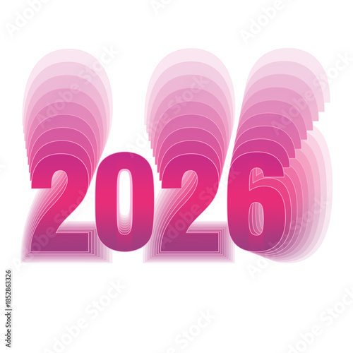 Stylized 3D text of the year 2026 with layered pink gradient effects, perfect for New Year, events, or creative design themes.