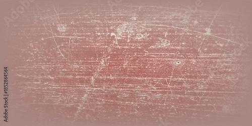Old Red Stained Varnished Wooden Laminated Panel, Weathered, Cracked, Scratched Grunge Texture.