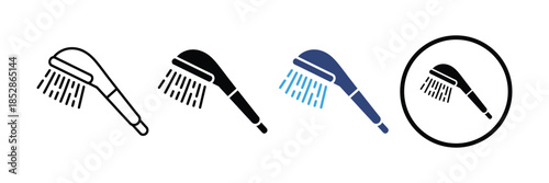 Shower head icon set. water flow symbol. bathroom, hygiene, plumbing icon set. vector illustration 