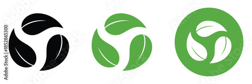 Recycle symbol. eco friendly icon. Sustainability, Green leaves, Environmental protection, Nature conservation, Renewable icon set. vector illustration 