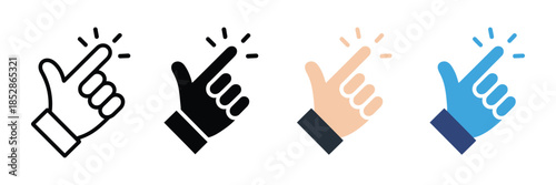 snapping fingers, hand gesture icon set. quick snap symbol. vector illustration 