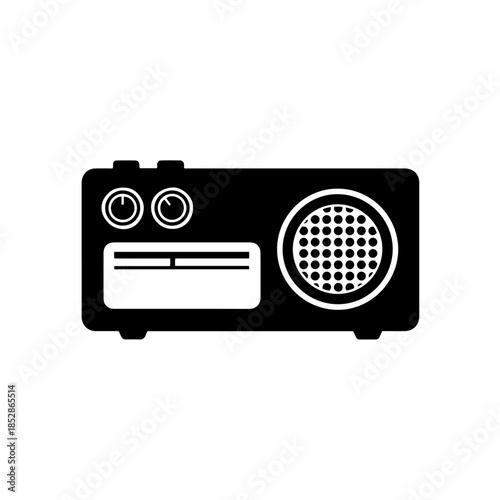 Vintage radio with dial and speaker isolated on transparent background