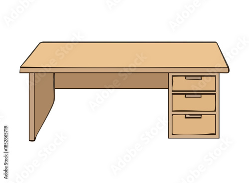 Illustration of a Desk with Drawers