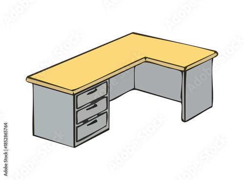 Illustration of a Desk with Drawers