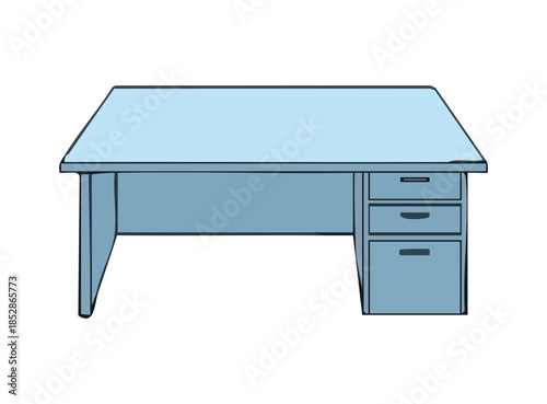 Illustration of a Desk with Drawers