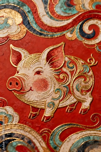 Chinese Zodiac Animal -  Pig - for Spring Festival and Traditional Chinese Celebration 