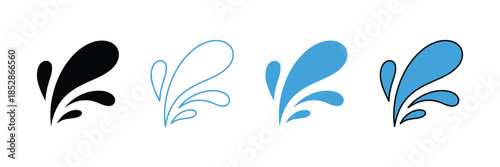 Water splash icon set. liquid droplet symbol. 