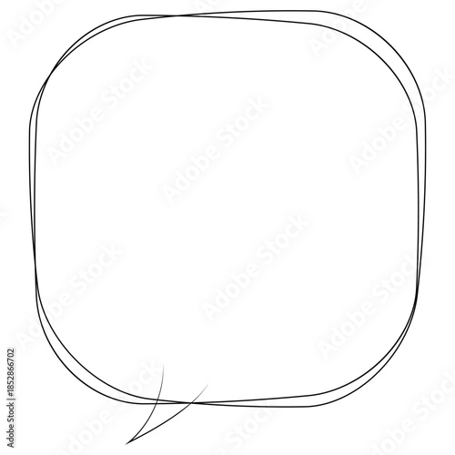 吹き出しのイラスト4【手書き落書き風の二重線】