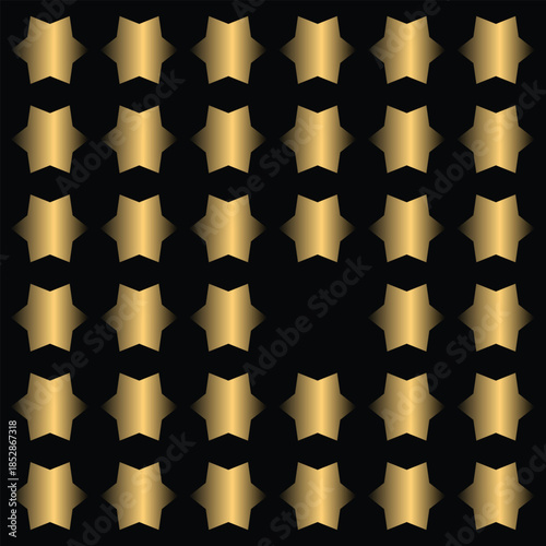 Seamless Golden Geometric Star Pattern on Black Background