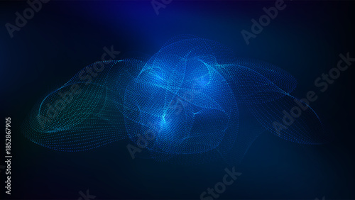 Abstract technology data flow background with glowing particles