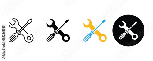 wrench with screwdriver icon set. setting icon. repair symbol. maintenance, service icon. vector illustration 