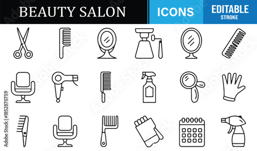 Minimal beauty salon line icons for design