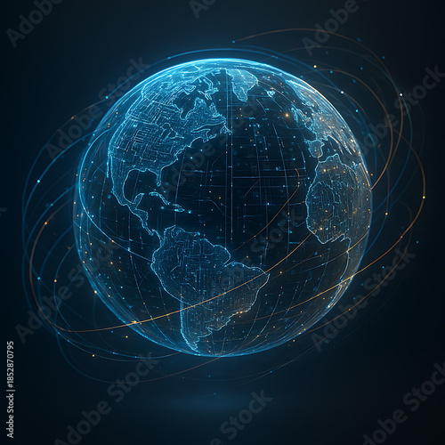 Digital Globe with Network Connections Representing Globalization