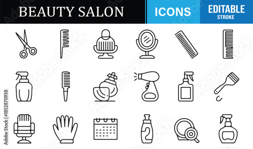 Beauty care and salon services symbol collection