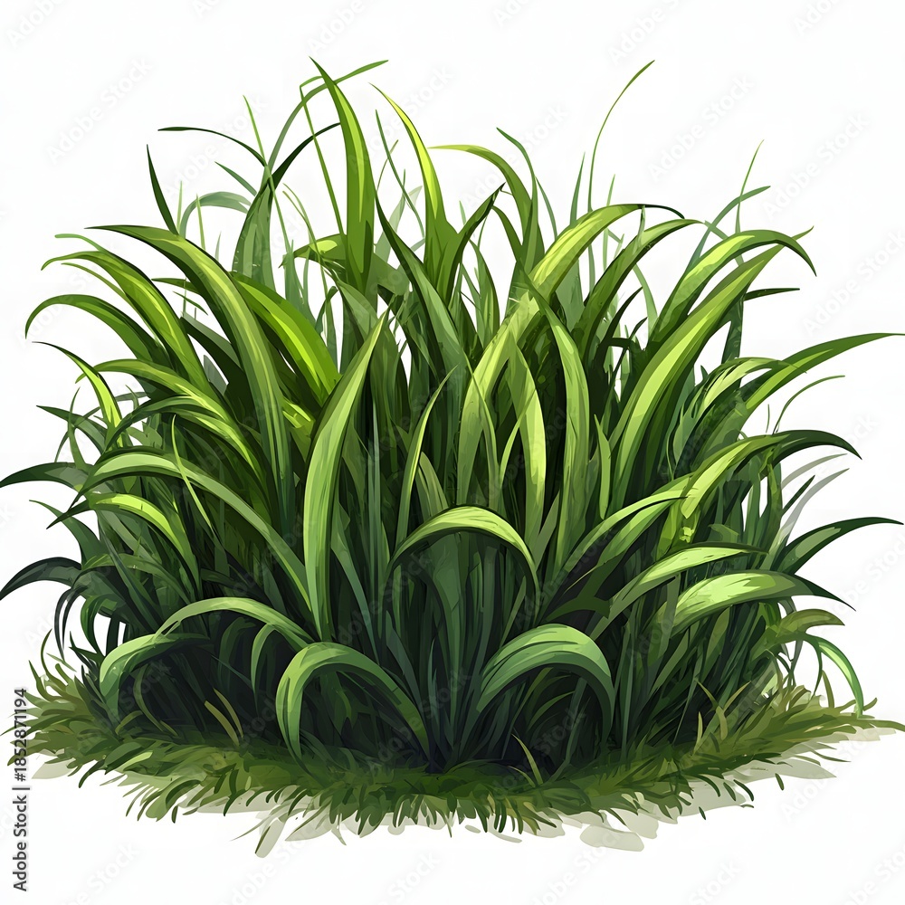 Obraz premium Lush green grass clump illustration, nature's vibrant beauty captured here.