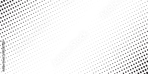 Hexagon halftone gradient texture. Abstract black grunge background. Geometric retro halftone tech overlay. Fading wavy hexagonal pattern backdrop. Vector vanishing honeycomb grunge bitmap wallpaper