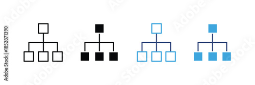 hierarchy icon set. structure organization symbol. diagram chat icon. tree structure icon. vector illustration 
