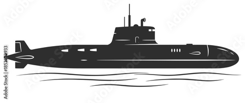 Military Submarine Silhouette Underwater Naval Vessel Illustration