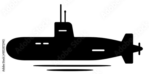 Military Submarine Silhouette Underwater Naval Vessel Illustration