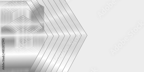 octagon with modern geometric background with white color gradation