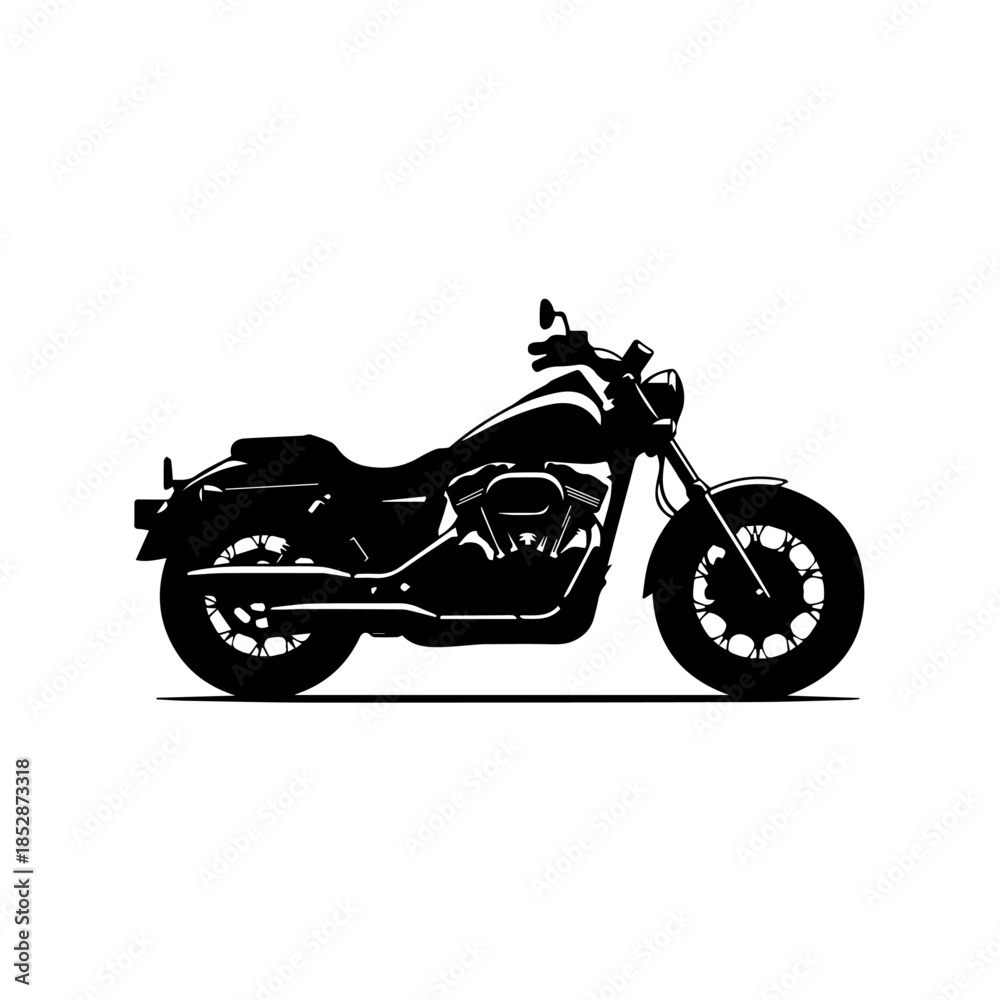 Obraz premium Timeless Cruiser Motorcycle Silhouette Vector Graphic - Classic Motorbike Profile Icon