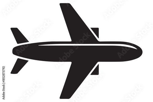Airplane silhouette icon in black and white background
