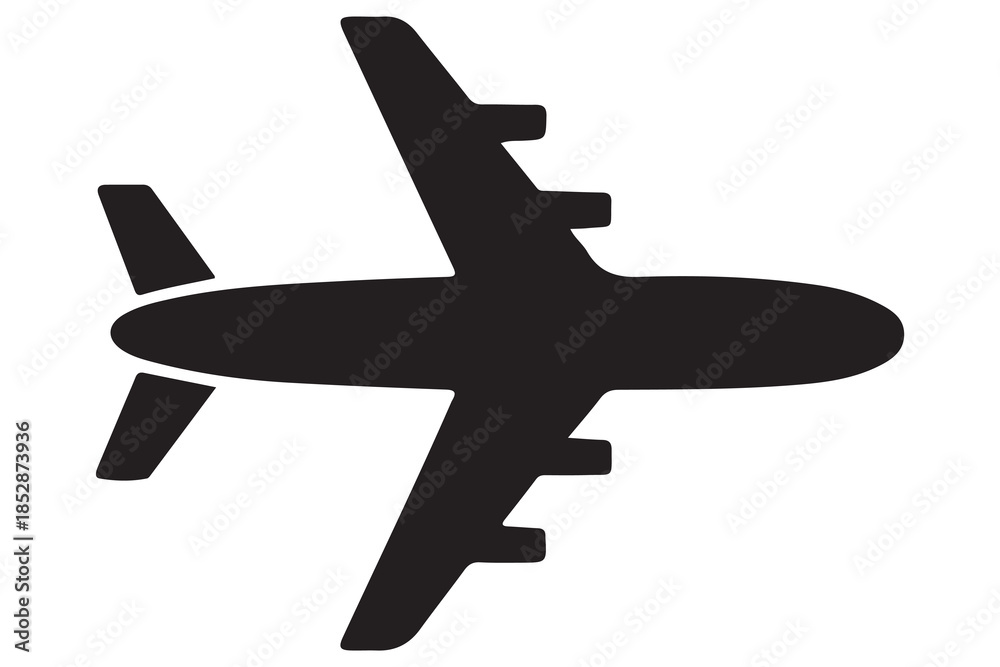 Obraz premium Airplane silhouette icon in black and white background 