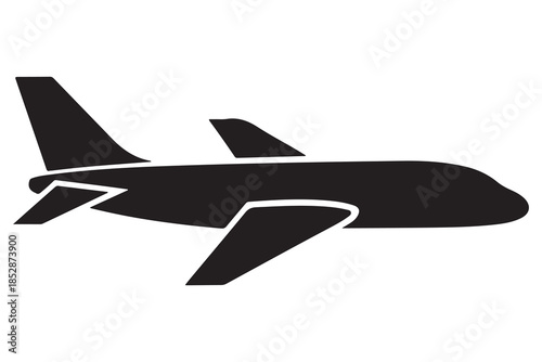 Airplane silhouette icon in black and white background
