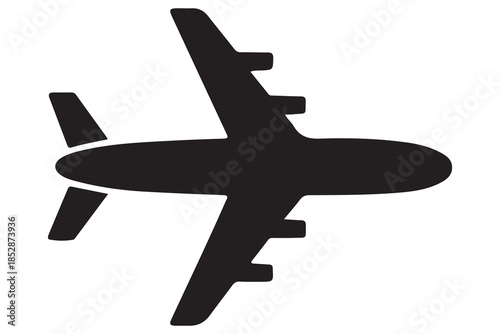 Airplane silhouette icon in black and white background
