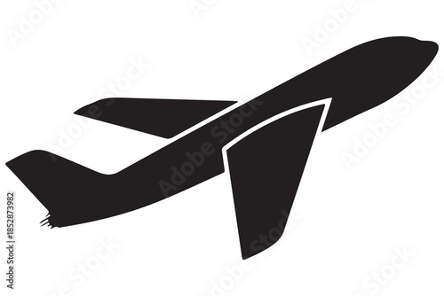 Airplane silhouette icon in black and white background
