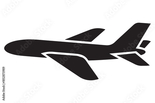 Airplane silhouette icon in black and white background
