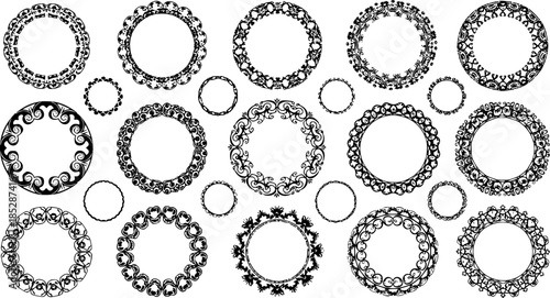 Set of decorative round frames vector elements