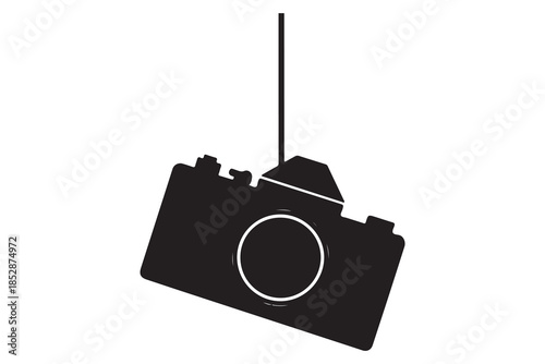Camera silhouette illustration on white background
