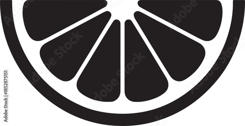 Black citrus slice Silhouette vector icon minimal half orange wedge illustration design