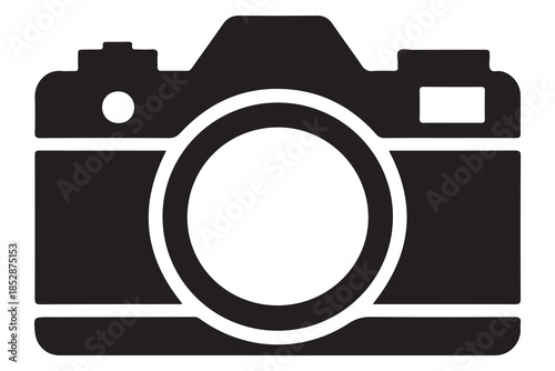 Camera silhouette illustration on white background
