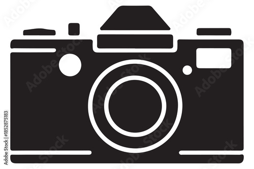 Camera silhouette illustration on white background
