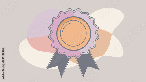 Colorful rosette award with pastel abstract shapes