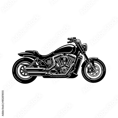 Classic Black Motorcycle Side View Illustration, A Timeless Icon of Freedom and Adventure on Two Wheels