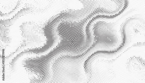 Grunge halftone gradient background. Faded grit noise texture. White and black sand wallpaper. Retro pixelated backdrop. Anime or manga style comic overlay. Vector graphic design textured template