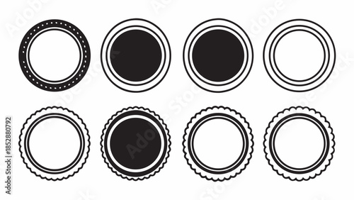 Collection of eight circular badge and stamp shapes