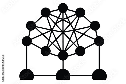 wired network vector icon silhouette