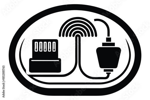 wired internet access vector icon silhouette
