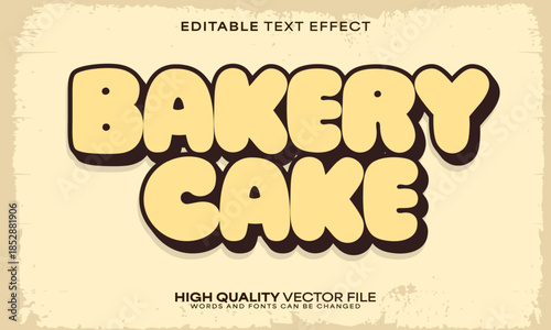Bakery text effect, editable text effect and retro 3d font style bold shadow vintage poster design