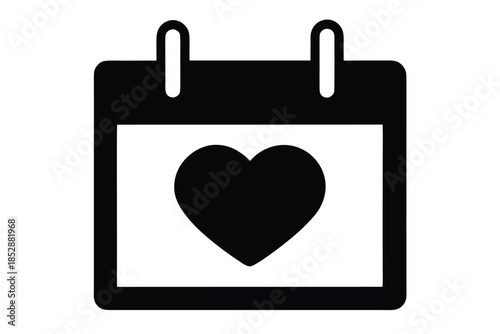 valentine s day calendar vector icon silhouette
