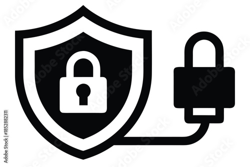 secure wired connection vector icon silhouette