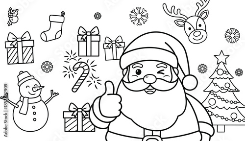 Santa claus and festive holiday illustrations for kids