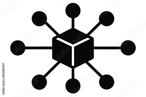 network hub vector icon silhouette