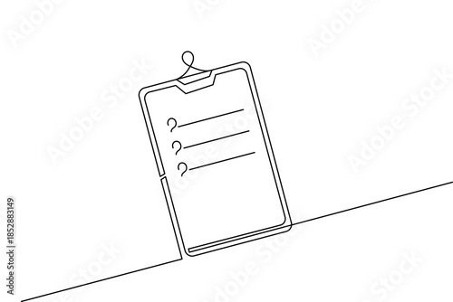 Modern clipboard continuous line art office supply illustration