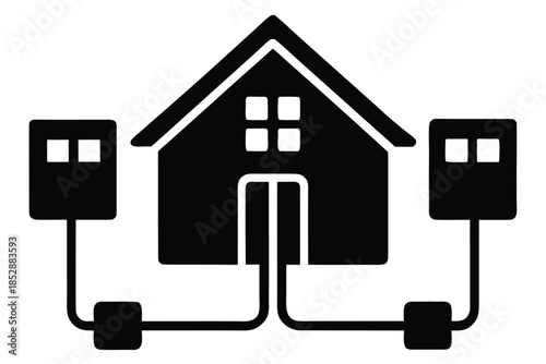 home network ethernet vector icon silhouette