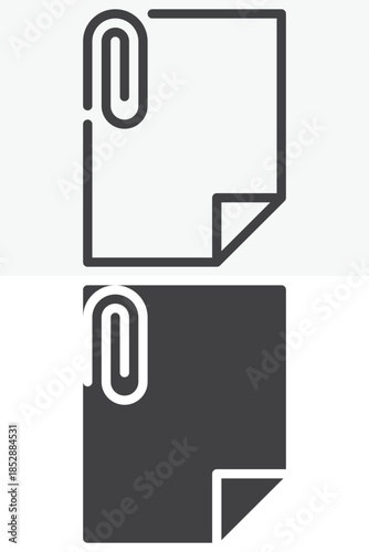 Attached file line and solid vector icon set